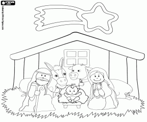 Jesus the baby in the manger coloring page