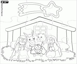 Jesus birth puzzle coloring page