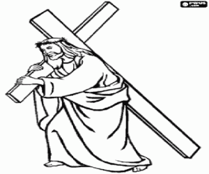 Jesus carrying the cross coloring page