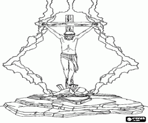 Jesus Christ nailed to the cross coloring page