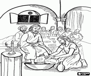 Jesus washes the disciples feet coloring page