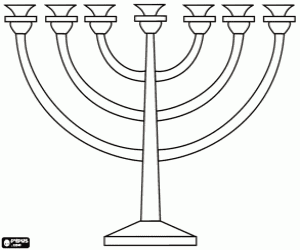 Jewish candelabrum of seven branches coloring page
