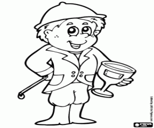 Jockey. Horse rider with the trophy coloring page