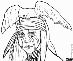 Johnny Depp is Tonto in Lone Ranger coloring page