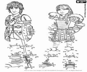 Join the dots, Hiccup and Astrid coloring page