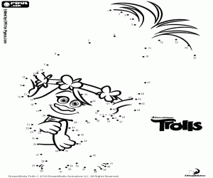 Join the dots of Poppy, Trolls coloring page