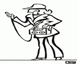 A journalist in an interview coloring page