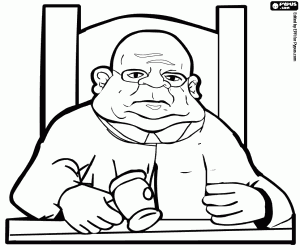 The judge presides the trial coloring page