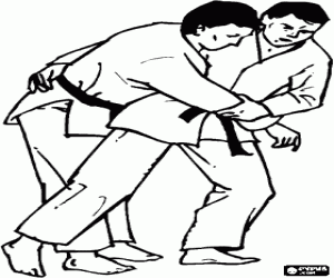 Judo - Two judokas practicing coloring page