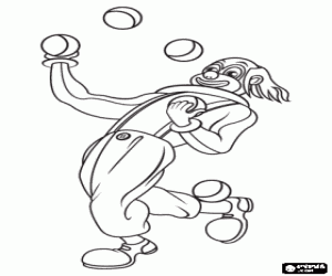 The juggling of a clown coloring page