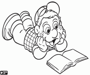 Julio from Cocoricó with a book coloring page