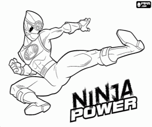 The jump of the Power Ranger ninja coloring page