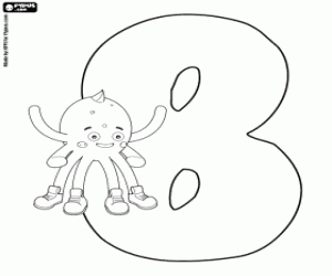Jump of Pypus and the number eight coloring page
