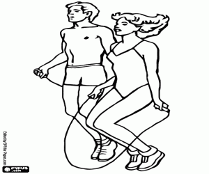 The jump rope, an physical exercise coloring page