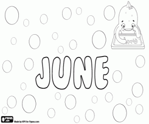 June, feminine name coloring page