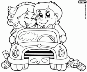 Just married couple coloring page