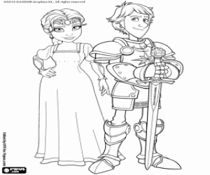 Justin and Talia, the protagonists coloring page