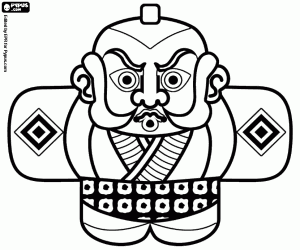Kabuki samurai, a doll coloring page