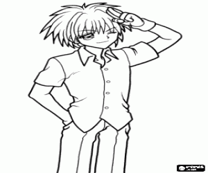Kaito, a young attractive coloring page