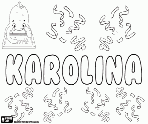 Karolina, name in various languages coloring page