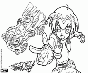 Kazuya and the car race coloring page