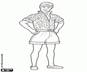 Ken with safari clothes coloring page
