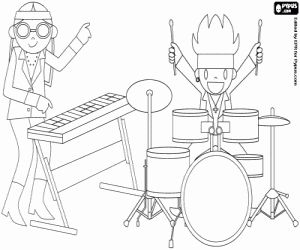 Keyboardist and percussionist coloring page