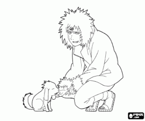 Kiba and his dog, Naruto characters coloring page
