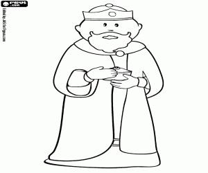 The king Balthazar and the gift coloring page