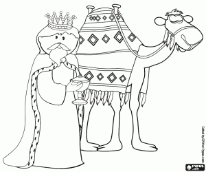 King Caspar and the camel coloring page