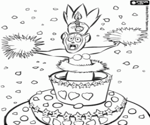 King Julien in the surprise cake coloring page