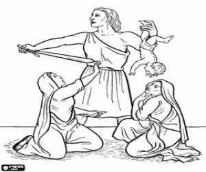 King Solomon with the baby coloring page