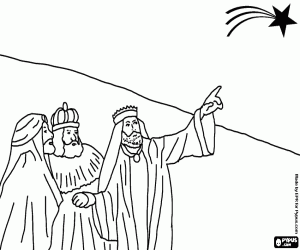 The Kings and the Christmas star coloring page