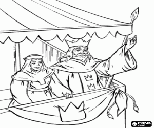 The kings in the royal box coloring page