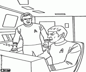 Kirk and Spock from Star Trek coloring page
