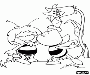 Kiss on the cheek, Willy to Maya coloring page