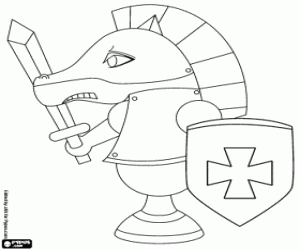 The knight, the chess piece coloring page