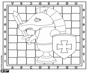 The knight and the chessboard coloring page