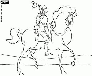Knight on his elegant horse coloring page
