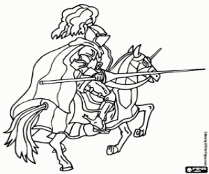 The knight at the gallop coloring page