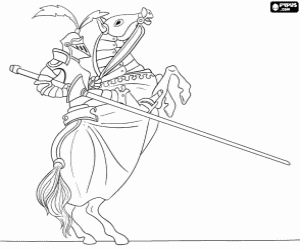 Knight with lance in middle ages coloring page