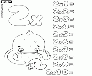 Know table of multiplying by 2 coloring page