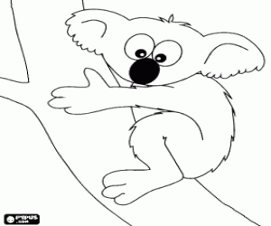 Koala climbing a tree coloring page