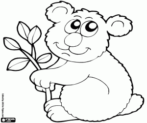 The koala and the eucalyptus coloring page