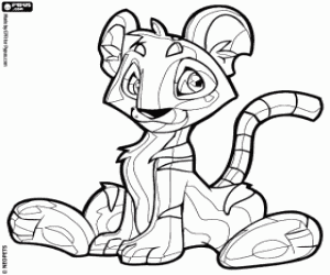 Kougra, the tiger from Neopets coloring page
