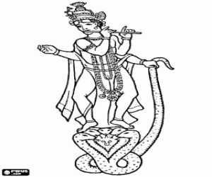 Krishna, the supreme hindu God coloring page