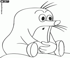 Krtek the mole is watching coloring page