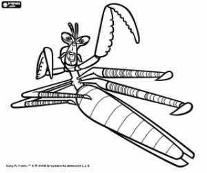 A kung fu warrior Master Mantis coloring page