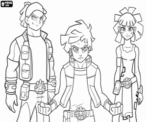 Ky, Maya and Boomer from Redakai coloring page