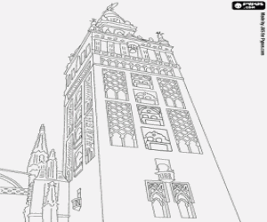 La Giralda, Seville Cathedral, Spain coloring page